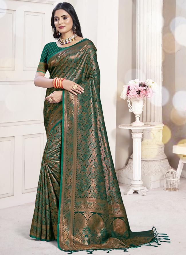 Silk Green Festival Wear Weaving Saree